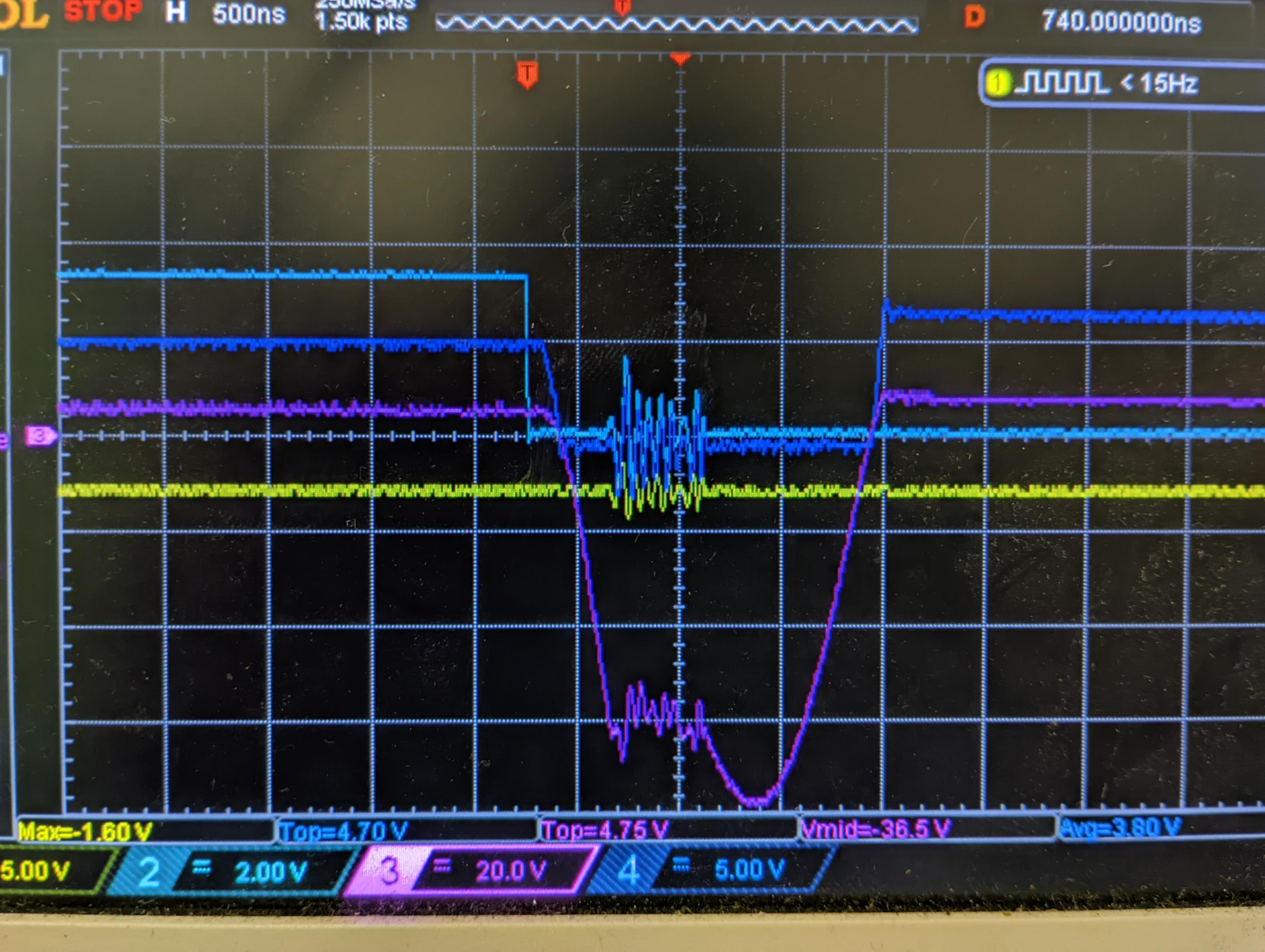 Pink flyback, light blue tx signal, dark blue drain (bsp230)